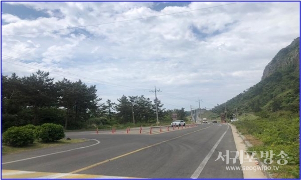 산방산 우회도로 교차로 개선공사 현장 사진