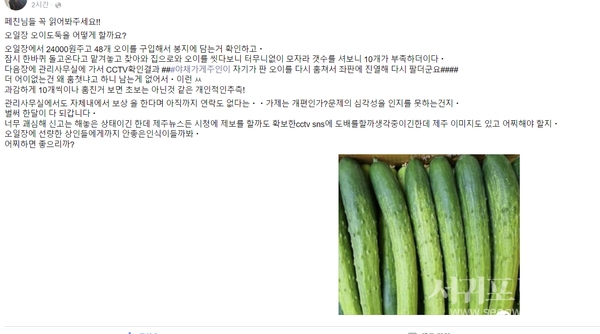 서귀포오일장 오이도둑 글 캡쳐 사진