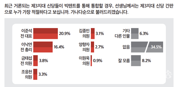 제3지대 통합신당 간판 적합도