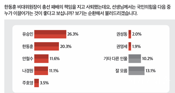국민의힘 차기 당권주자 적합도