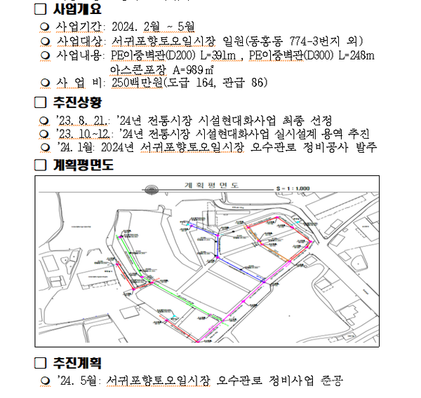 서귀포향토오일시장 오수관로 정비사업