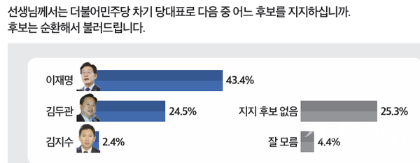 민주당 차기 당대표 지지도